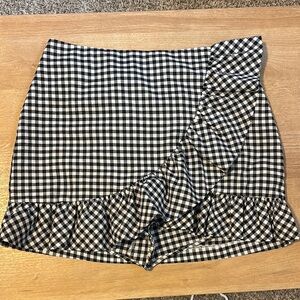 Black and White Gingham Ruffle Skort